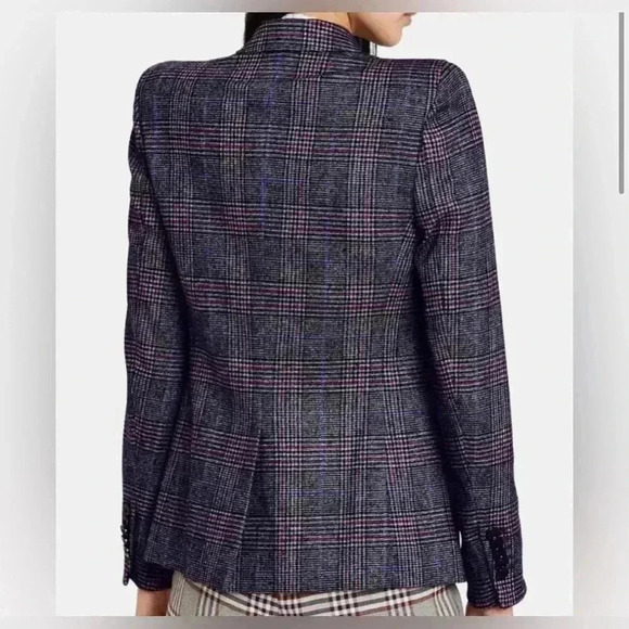 Veronica Beard Brock Dickey Jacket 0 Blazer Wool Grey Plaid Strong Shoulder $695 - Picture 15 of 16
